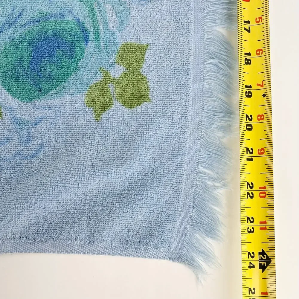 70s Cottagecore Blue Floral Towel 1970s Vintage Monticello Cannon